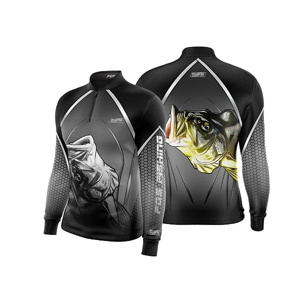 Camisa de Pesca Gola com Zíper 2019 Ref. 45 Peixe Tucunaré de Água Doce