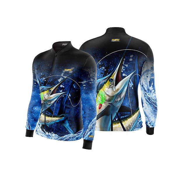 Camisa de Pesca Gola com Zíper 2019 Ref. 47 Peixe Marlin de Água Salgada