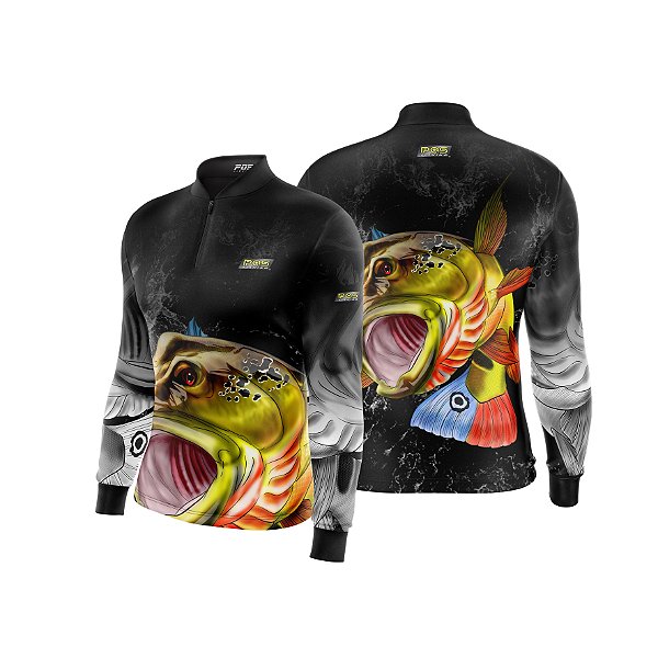 Camisa de Pesca Gola com Zíper 2019 Ref. 52  Peixe Tucunaré de Água Doce