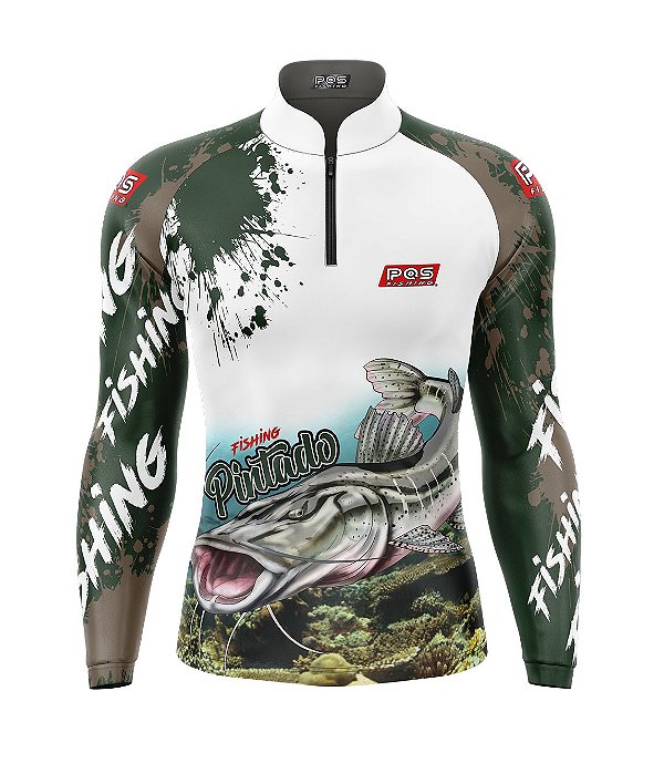 Camisa de Pesca Gola com Zíper 2019 Ref. 57 Peixe Pintado de Água Doce