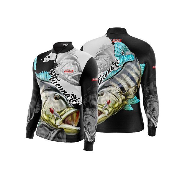 Camisa de Pesca Gola com Zíper 2019 Ref. 60 Peixe Tucunaré de Água Doce