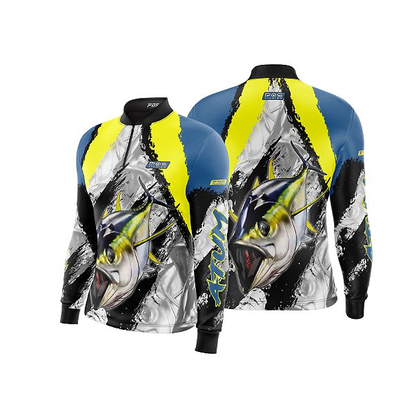 Camisa de Pesca Gola com Zíper 2019 Ref. 62 Estampa Peixe Atum de Água Salgada