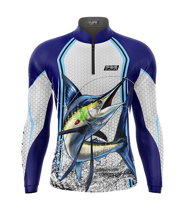 Camisa de Pesca Gola com Zíper 2019 Ref. 66 Peixe  Marlin de água Salgada