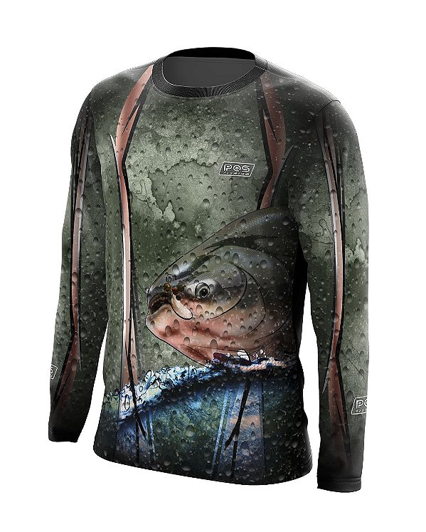 Camisa de Pesca Gola Redonda Ref. 10 Peixe Tambaqui de Água Doce