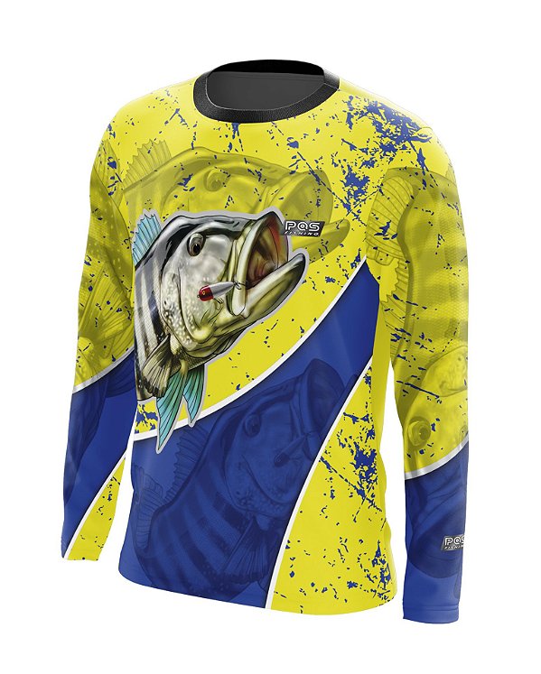 Camisa de Pesca Gola Redonda Ref. 22 Peixe Tucunaré de Água Doce