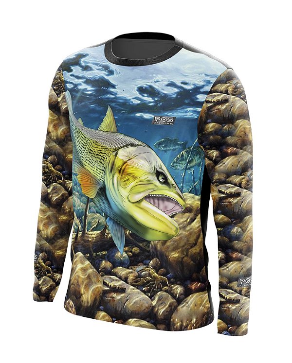 Camisa de Pesca Gola Redonda Ref. 25 Peixe Dourado de Água Doce