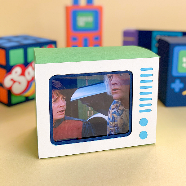 Caixinha TV tubo - Festa Retrô