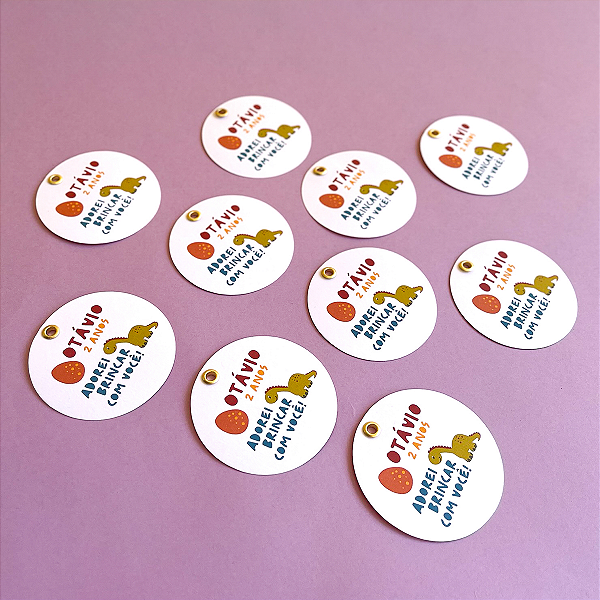 Tag para lembrancinha - Dinossauro - 15 unidades