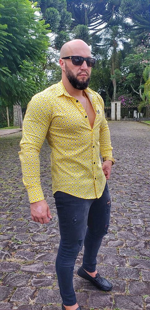 camisa elastano masculina