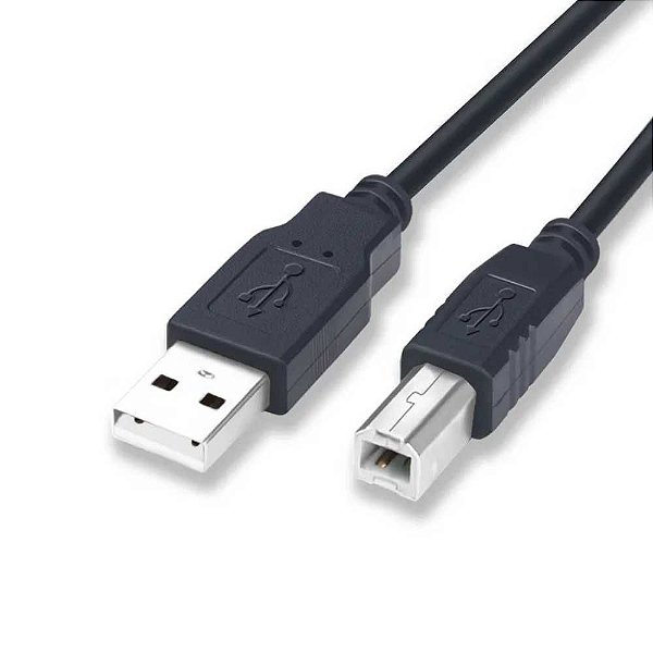 Cabo USB 2.0 AB 1.5M Preto para Arduino Uno, Mega