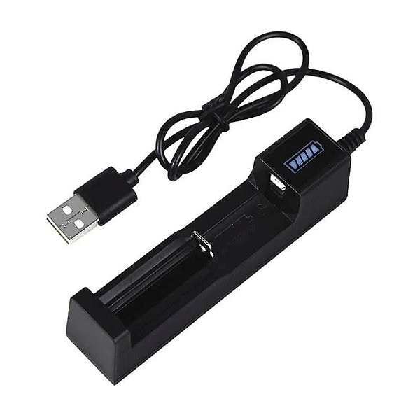 Carregador USB para 1 Bateria 18650
