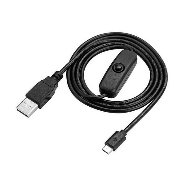 Cabo Micro USB com Botão ON-OFF para Raspberry Esp32