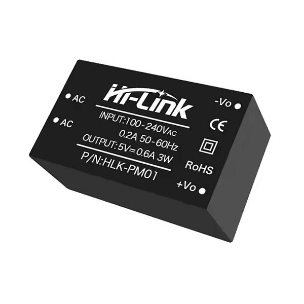 Mini Fonte Hi-Link HLK-PM01 5V 3W Bivolt 100-240VAC