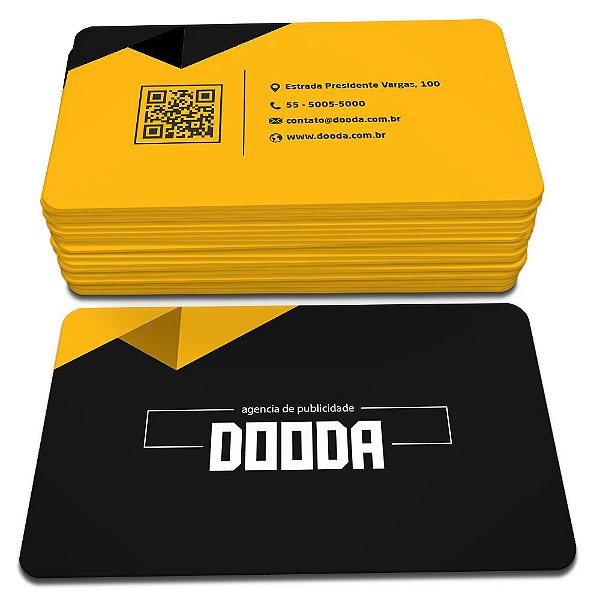 CARTÃO DE VISITA 48X88mm 4 Cantos Arredondados 4X4 300grs Couché Fosco Verniz Localizado F/V (500 Un.)