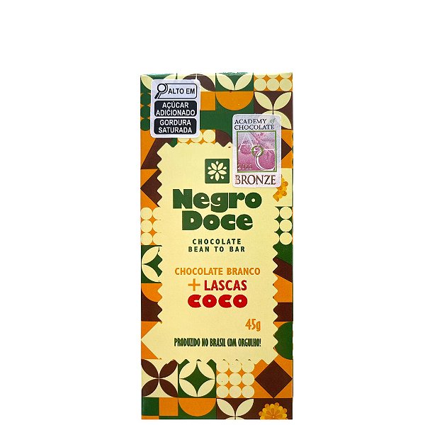 Negro Doce | Branco com Lascas de Coco - 45gr
