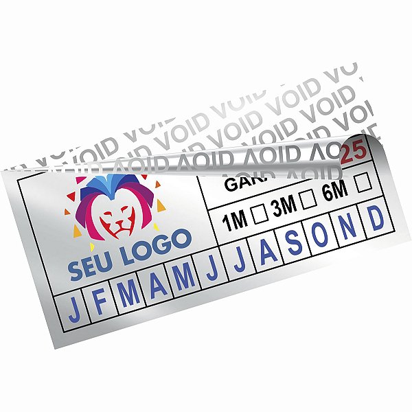 Lacre Etiqueta Void Prata 4,5x2 cm Personalizado Selo Adesivo de Garantia