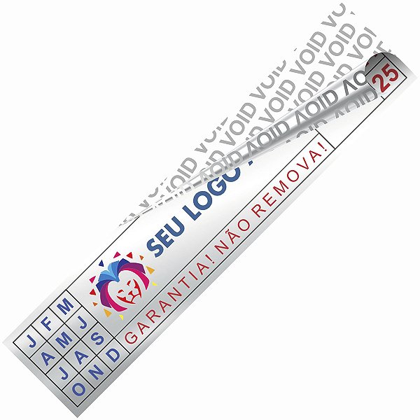 Lacre Etiqueta Void Prata 5x1 cm Personalizado Selo Adesivo de Garantia