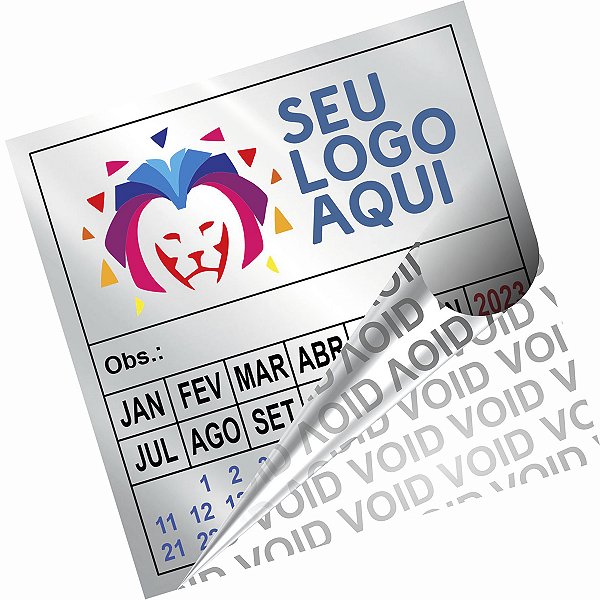 Lacre Etiqueta Void Prata 4,5x4,5 cm Personalizado Selo Adesivo de Garantia