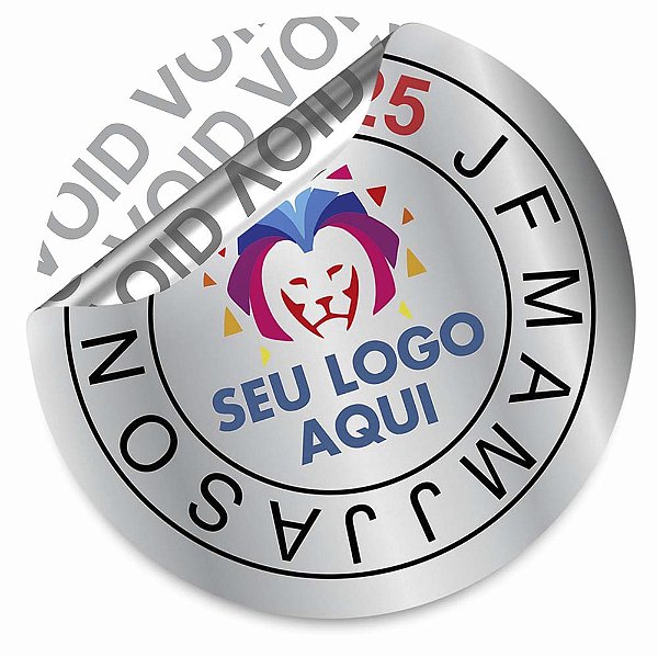 Lacre Etiqueta Void Prata 3,5x3,5 cm Redondo Personalizado Selo Adesivo de Garantia