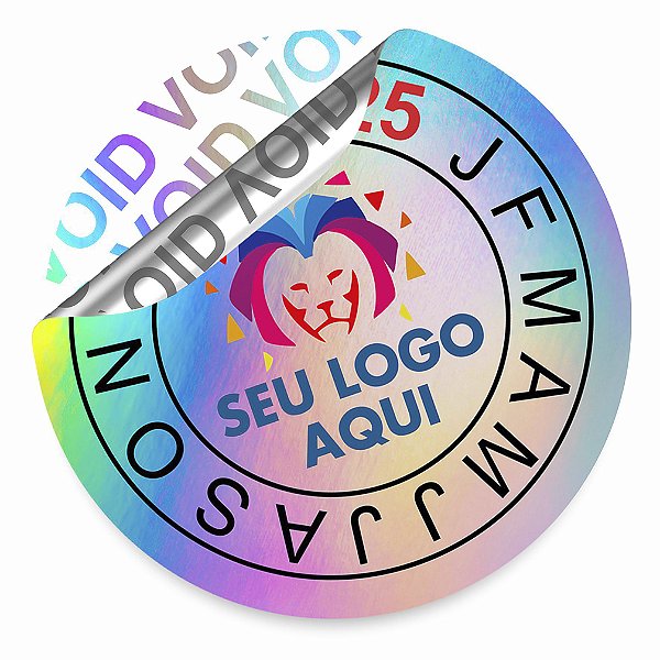 Lacre Etiqueta Void Holográfico 4x4 cm Redondo Personalizado Selo Adesivo de Garantia