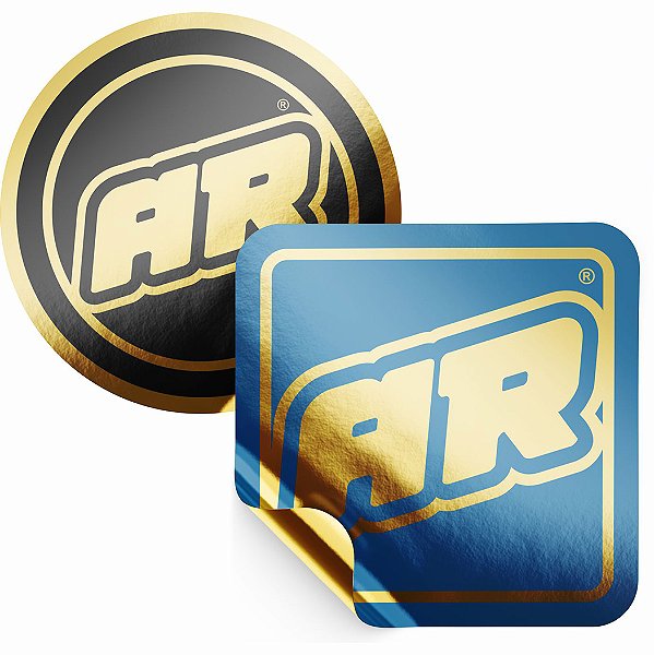 Adesivo Metalizado Dourado 5x5 cm Personalizado
