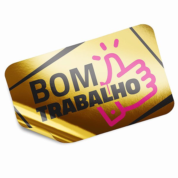 Adesivo Metalizado Dourado 9x5 cm Personalizado