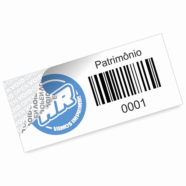Etiqueta de Patrimônio Void Branco Personalizada 3,5x1,5 cm