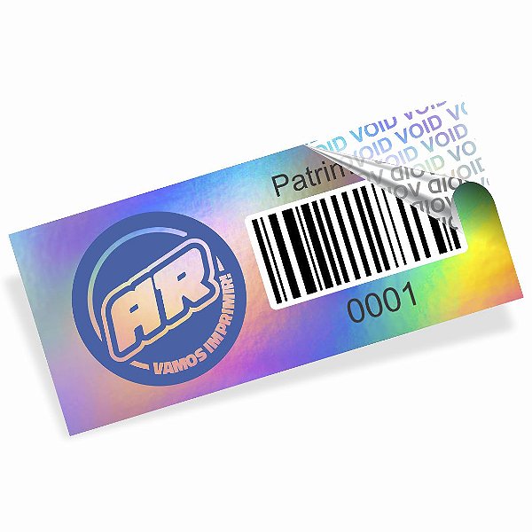 Etiqueta de Patrimônio Void Holográfico Personalizada 4x1,5 cm