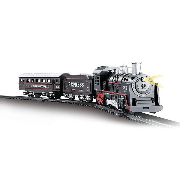 Pista de Trem Infantil c/ 2 Vagões Som e Luz DM Toys DMT5373