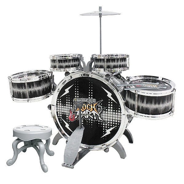 Bateria Musical Infantil Rock Party DM Toys DMT6066 Preta