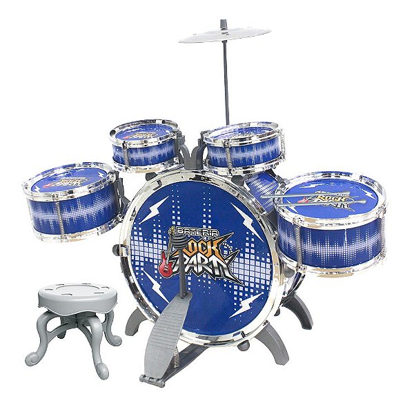 Bateria Musical Infantil Rock Party DM Toys DMT6066 Azul