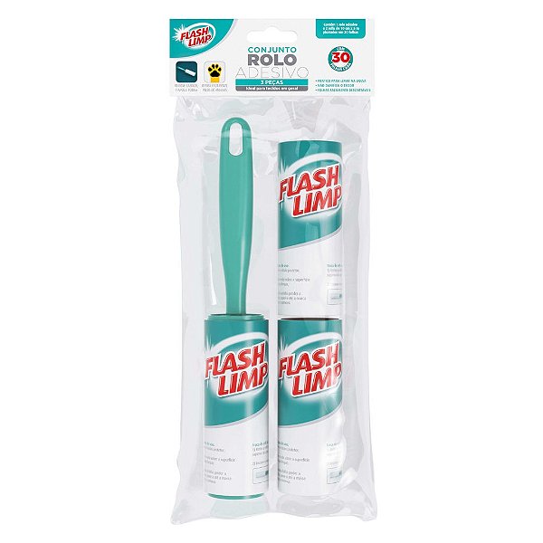 Conjunto Rolo Adesivo Rolinho Tira Pelos Cama Sofá Flash Limp CST0085