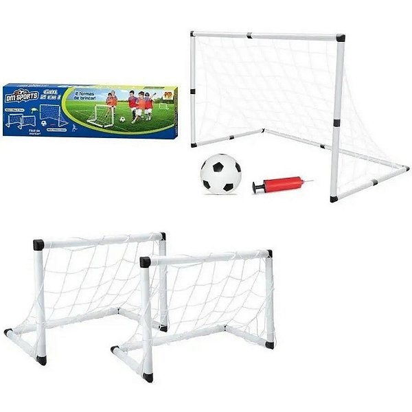 Trave Gol 2 em 1 Mini Futebol Infantil c/ Bola E Bomba Dm Toys DMT5937