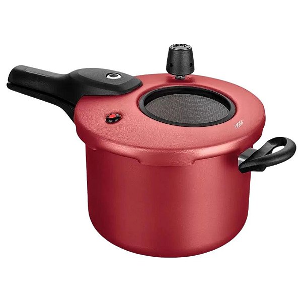 Panela de Pressão Fechamento Externo 20cm 4,5L Visor MTA 6601 Cereja