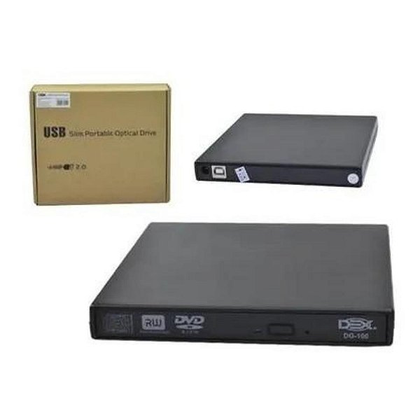 Gravador Leitor de CD DVD Driver Externo Slim PC Usb 2.0 Dex DG-100