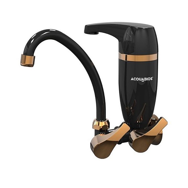 Torneira Filtro para Cozinha de Parede Premium Acquabios Preto-Dourado