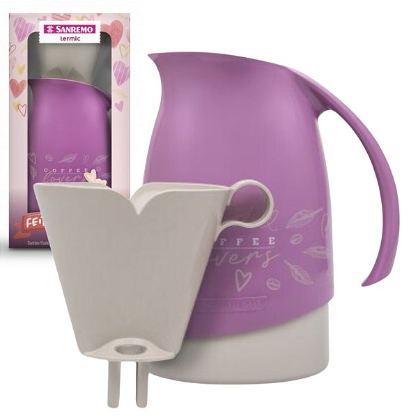 Conjunto Bule Térmico 700ml Suporte p/ Filtro Sanremo SR1011-63 Lilás