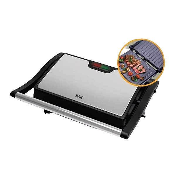 Mini Grill 110v Sanduicheira Antiaderente 750w Inox Bak BK-GRL750-110