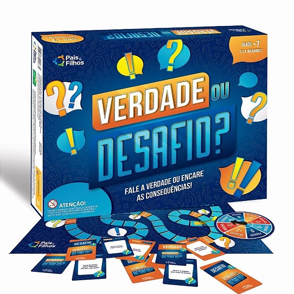 Verdade ou Desafio Jogo de Tabuleiro com Cartas Pais e Filhos 2183