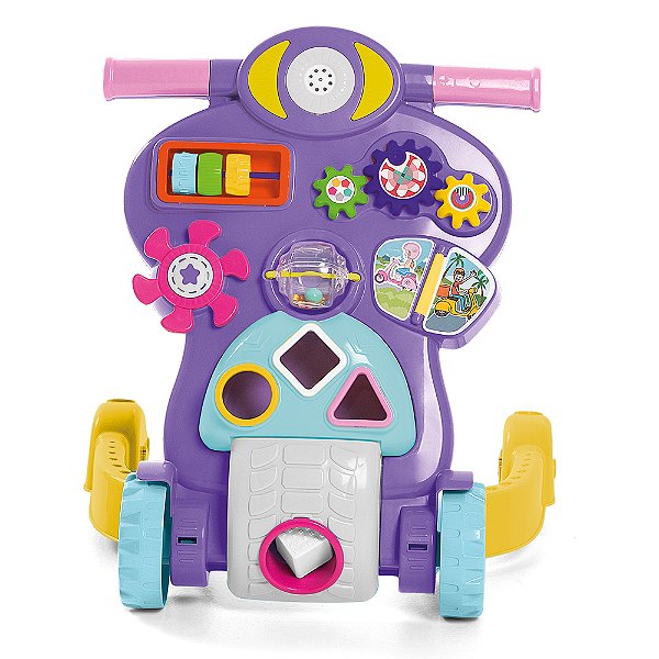 Bebe Piloto Andador Infantil Educativo 2 em 1 Tateti Calesita 888 Rosa