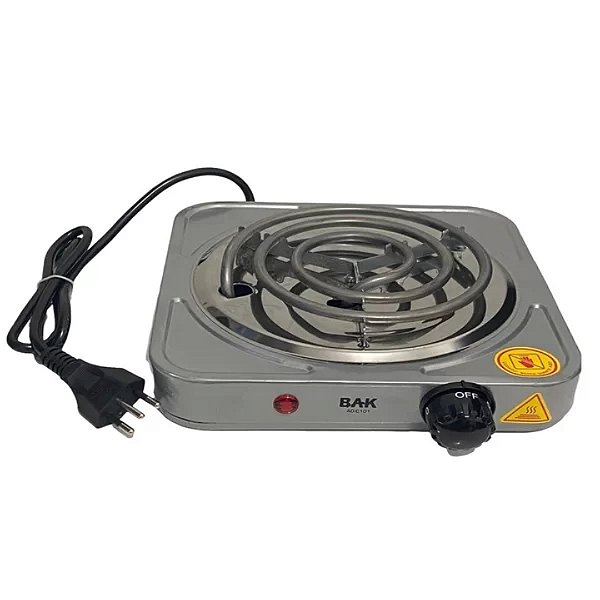 Fogareiro Eletrico 110v Cooktop 1 Boca 1000w BAK AD-C101-110 Cinza