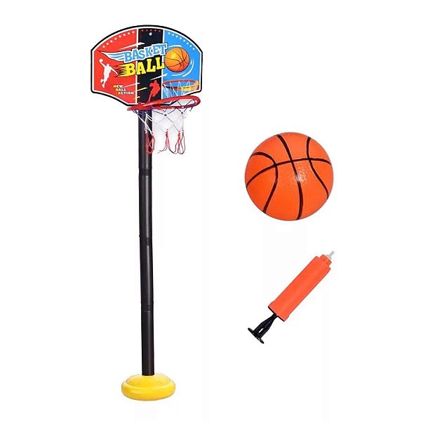 Cesta de Basquete Tabela Infantil com Bomba e Bola Pais e Filhos 19038