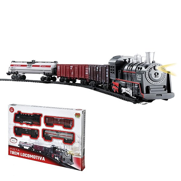 Pista Trem Trenzinho Ferrorama Locomotiva Luz e Som DM Toys DMT5374
