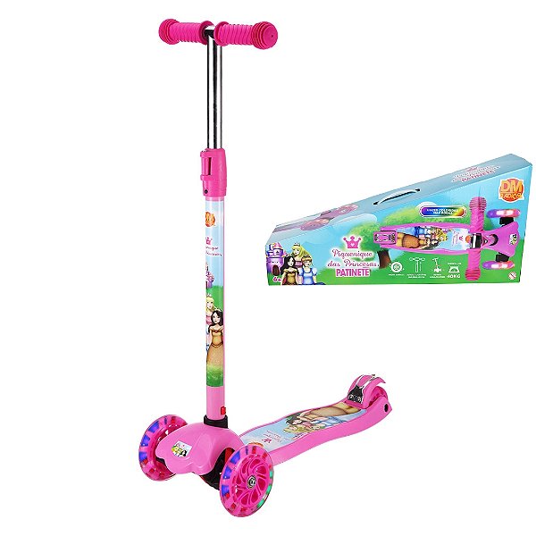 Patinete das Princesas Radical 3 Rodas Infantil com Luz Led DMR6864