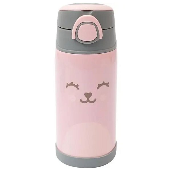 Copo Térmico Infantil Inox Parede Dupla C/ Canudo Gumy Buba 12110 Rosa