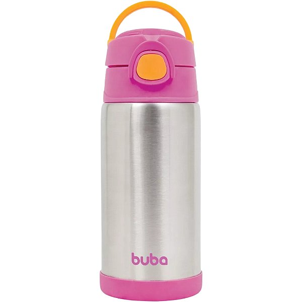 Copo Térmico Infantil Dupla Parede Inox com Canudo Buba 11384 Rosa