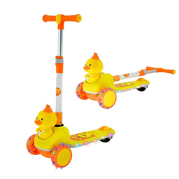 Patinete Patinho Feliz Radical Infantil Dobrável 3 Rodas e Luz DMR6815