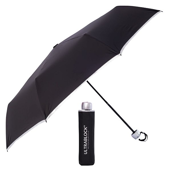 Ultrablock Sombrinha Manual Proteção Solar UV Fazzoletti 507 Preta