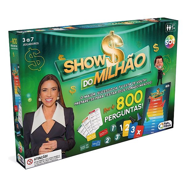 Jogo Show do Milhão de Tabuleiro SBT Mais de 800 Perguntas 792906