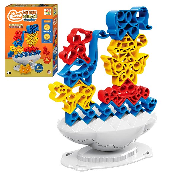 Jogo Vai Cair Animais de Encaixe e Equilíbrio DM Toys DMT7165